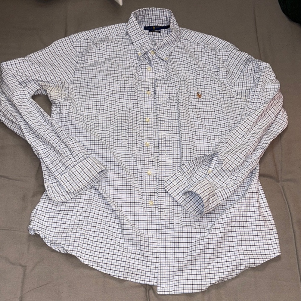 Ralph Lauren White and Blue Casual Button Down Shirt SLIM FIT